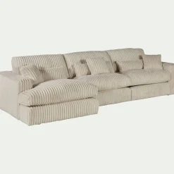 Canapé En Tissu|Canapé 5 Places*alinea Canapé d'angle gauche fixe en tissu côtelé bita - ventoux Blanc