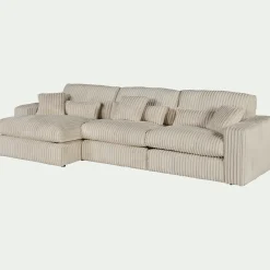Canapé En Tissu|Canapé 5 Places*alinea Canapé d'angle gauche fixe en tissu côtelé bita - ventoux Blanc