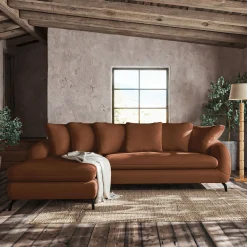 Canapé 4 Places|Canapé Fixe*alinea Canapé d'angle gauche fixe en tissu doux tramé - brun rustrel Marron