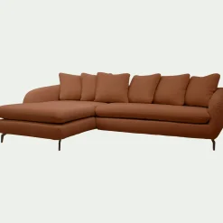 Canapé 4 Places|Canapé Fixe*alinea Canapé d'angle gauche fixe en tissu doux tramé - brun rustrel Marron