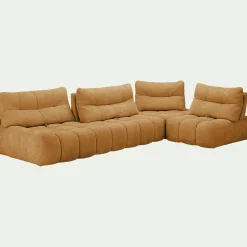 Canapé En Tissu|Canapé 5 Places*alinea Canapé d'angle modulable avec chauffeuse en tissu campo - argan Jaune