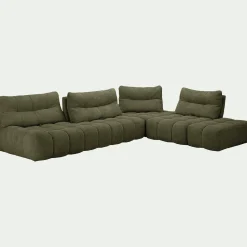 Canapé En Tissu|Canapé 6 Places Et Plus*alinea Canapé d'angle modulable avec chauffeuse et pouf en tissu campo- cèdre Vert