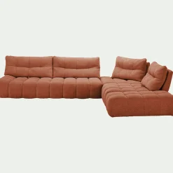 Canapé En Tissu|Canapé 6 Places Et Plus*alinea Canapé d'angle modulable avec chauffeuse et pouf en tissu campo - brun rustrel Marron
