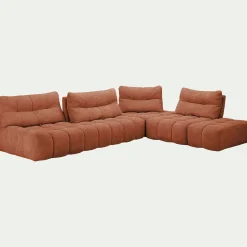 Canapé En Tissu|Canapé 6 Places Et Plus*alinea Canapé d'angle modulable avec chauffeuse et pouf en tissu campo - brun rustrel Marron