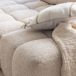 Canapé En Tissu|Canapé 5 Places*alinea Canapé d'angle modulable avec chauffeuse et pouf en tissu campo- Beige