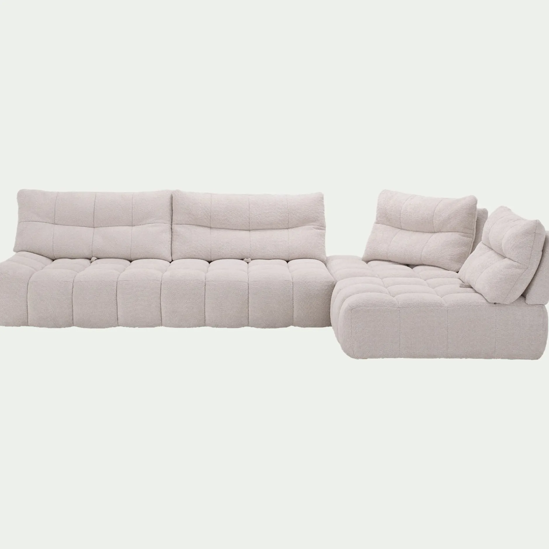 Canapé En Tissu|Canapé 5 Places*alinea Canapé d'angle modulable avec chauffeuse en tissu campo - écru Blanc