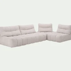 Canapé En Tissu|Canapé 5 Places*alinea Canapé d'angle modulable avec chauffeuse en tissu campo - écru Blanc