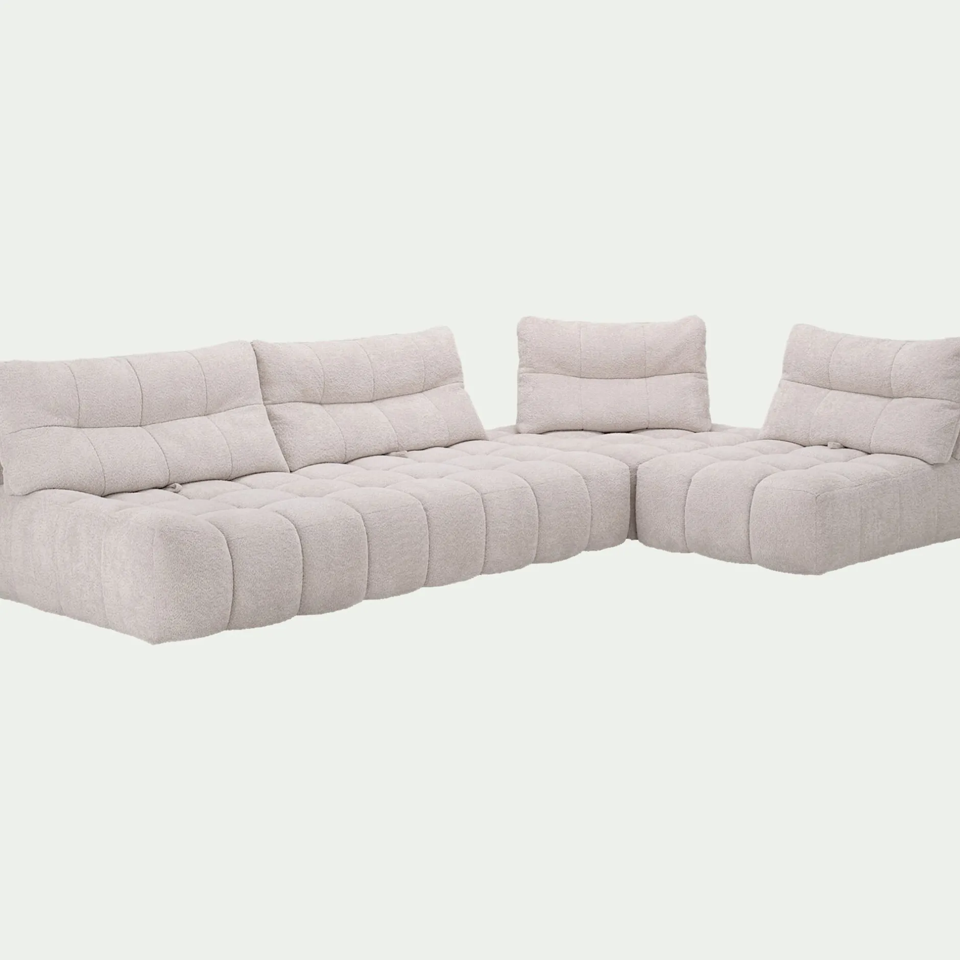 Canapé En Tissu|Canapé 5 Places*alinea Canapé d'angle modulable avec chauffeuse en tissu campo - écru Blanc