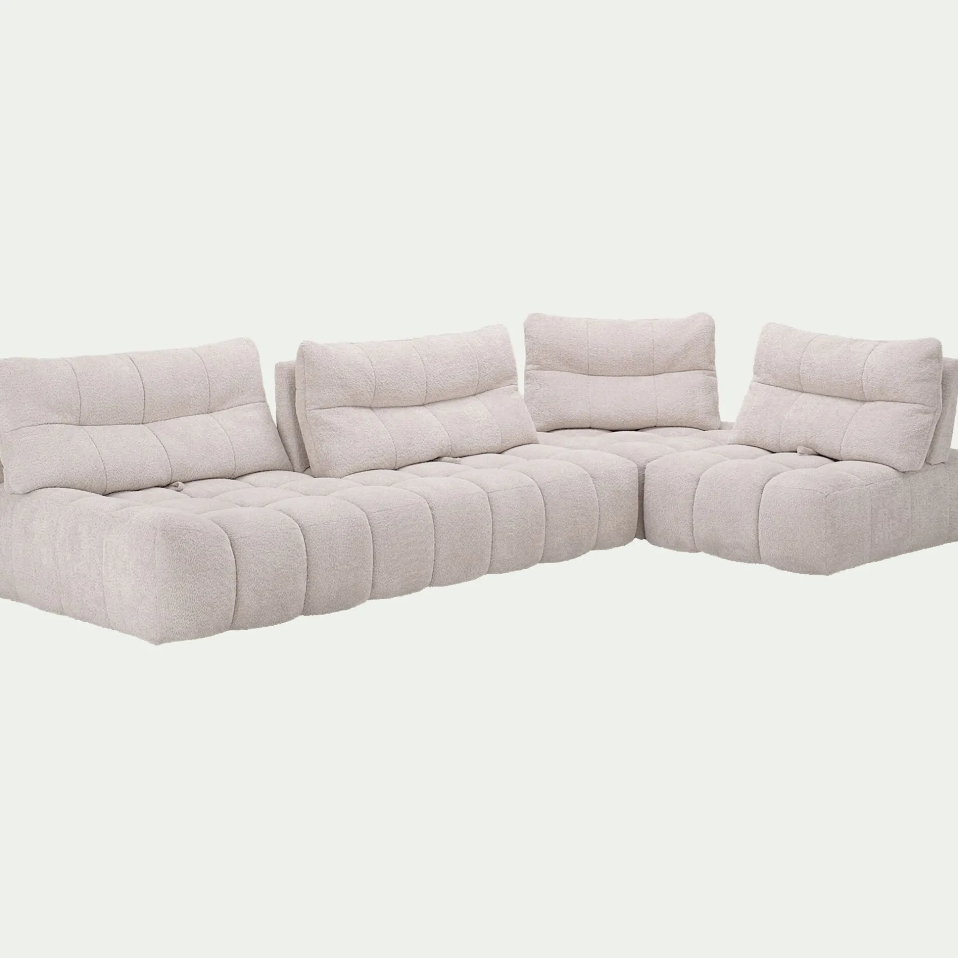 Canapé En Tissu|Canapé 5 Places*alinea Canapé d'angle modulable avec chauffeuse en tissu campo - écru Blanc