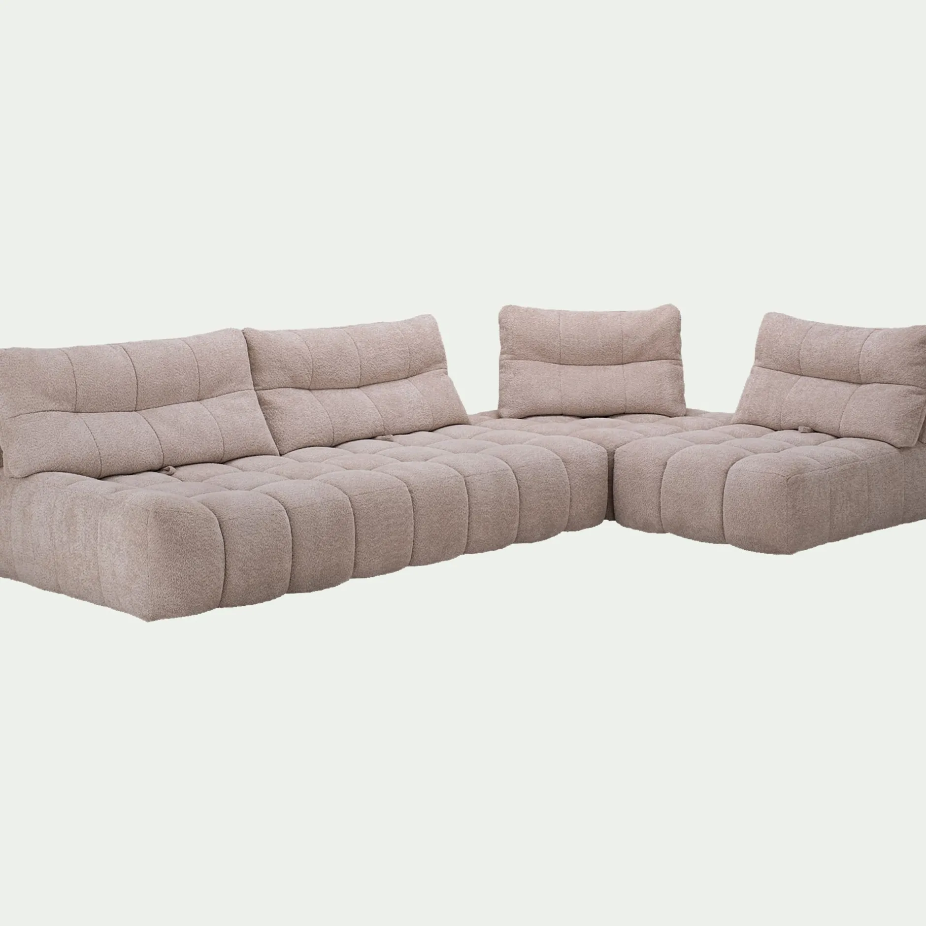 Canapé En Tissu|Canapé 5 Places*alinea Canapé d'angle modulable avec chauffeuse en tissu campo- Beige