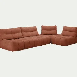 Canapé En Tissu|Canapé 5 Places*alinea Canapé d'angle modulable avec chauffeuse en tissu campo - brun rustrel Marron