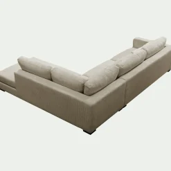 Canapé En Velours|Canapé 5 Places*alinea Canapé d'angle méridienne droite fixe en velours côtelé Azores - taupe Gris