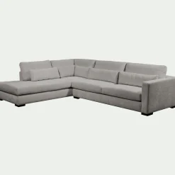 Canapé 5 Places|Canapé Fixe*alinea Canapé d'angle méridienne gauche fixe en tissu Genesis - Gris