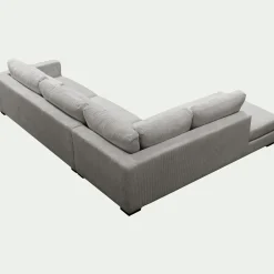 Canapé 5 Places|Canapé Fixe*alinea Canapé d'angle méridienne gauche fixe en velours côtelé Azores - borie Gris