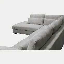 Canapé 5 Places|Canapé Fixe*alinea Canapé d'angle méridienne gauche fixe en velours côtelé Azores - borie Gris