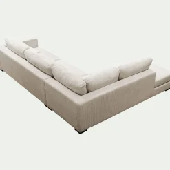 Canapé En Velours|Canapé 5 Places*alinea Canapé d'angle méridienne gauche fixe en velours côtelé Azores - Beige