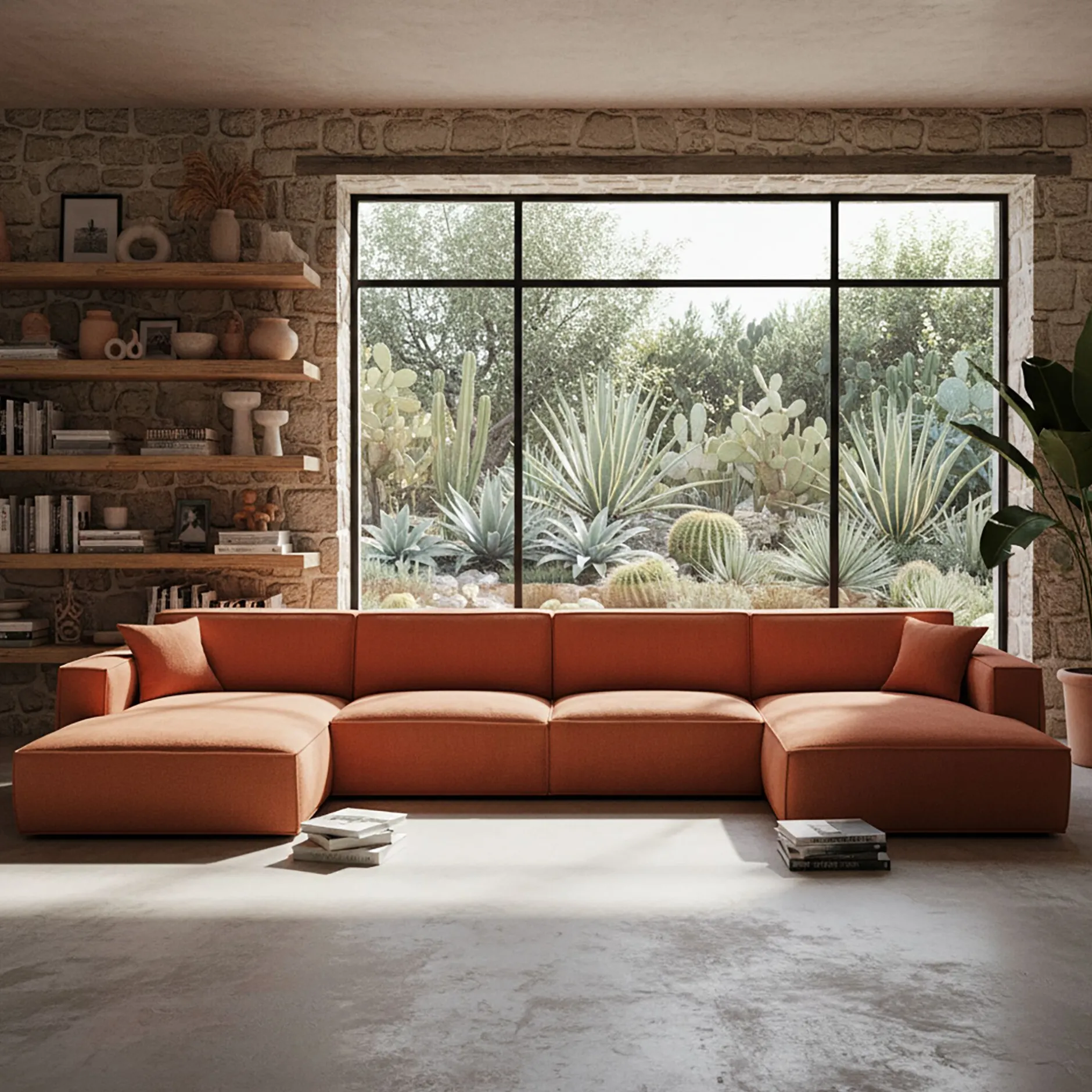 Canapé En Tissu|Canapé 6 Places Et Plus*alinea Canapé d'angle panoramique fixe en tissu tramé - brun rustrel Marron