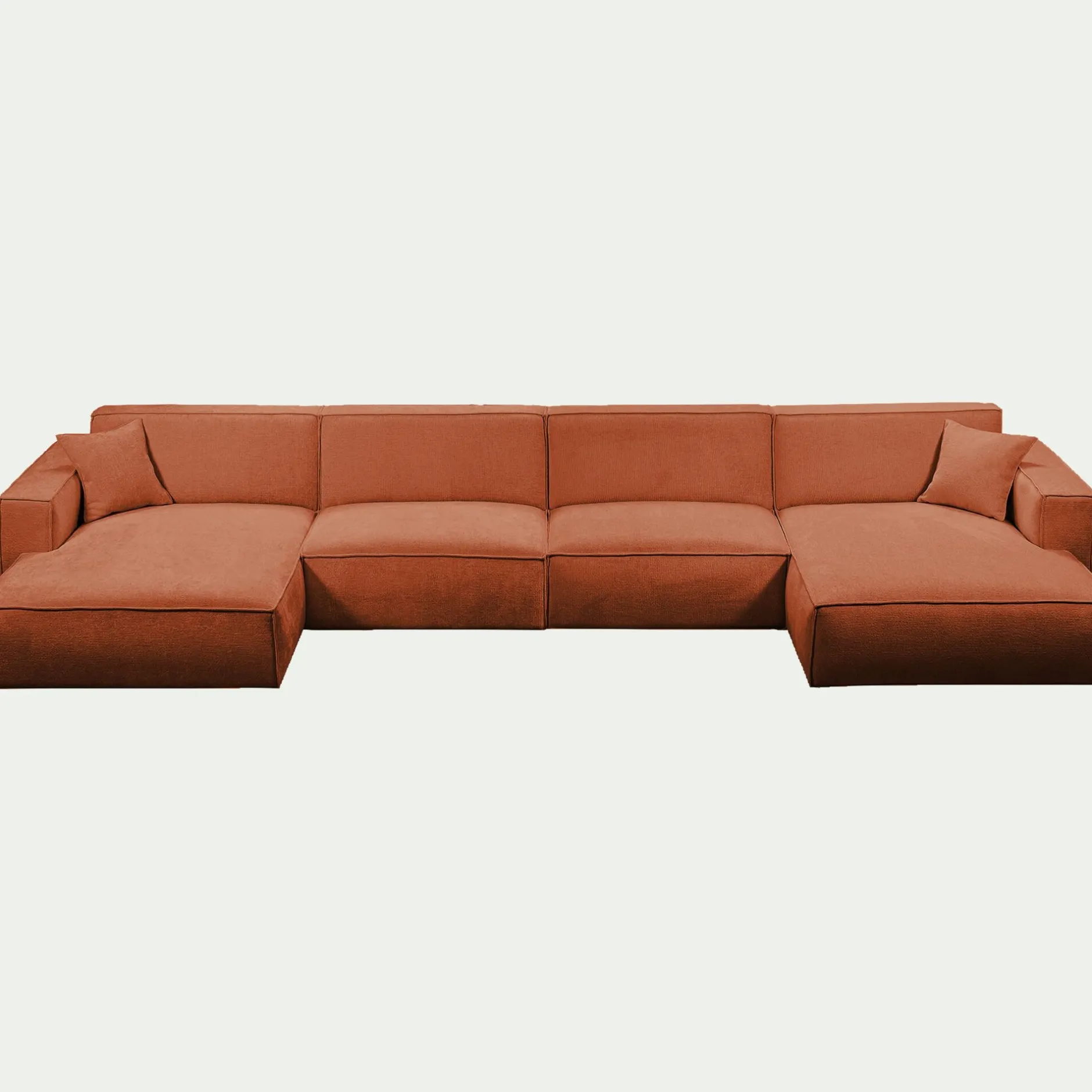 Canapé En Tissu|Canapé 6 Places Et Plus*alinea Canapé d'angle panoramique fixe en tissu tramé - brun rustrel Marron