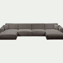 Canapé En Tissu|Canapé 6 Places Et Plus*alinea Canapé d'angle panoramique fixe en tissu tramé - Gris