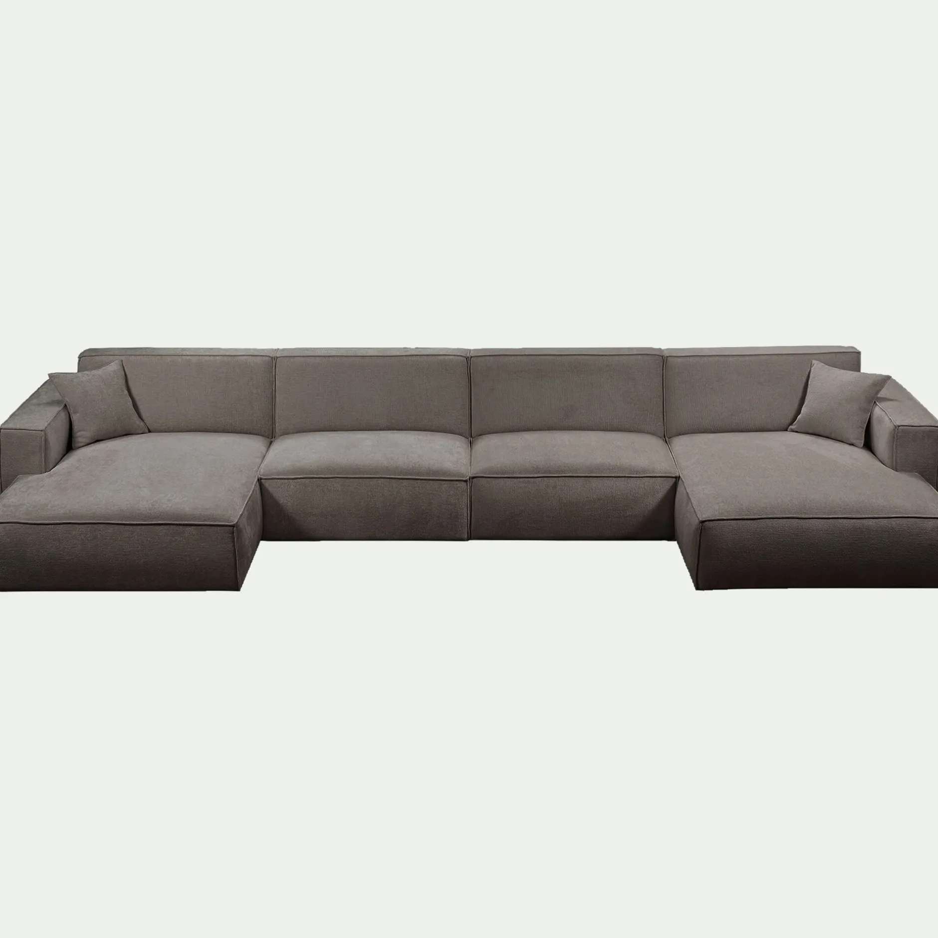 Canapé En Tissu|Canapé 6 Places Et Plus*alinea Canapé d'angle panoramique fixe en tissu tramé - Gris