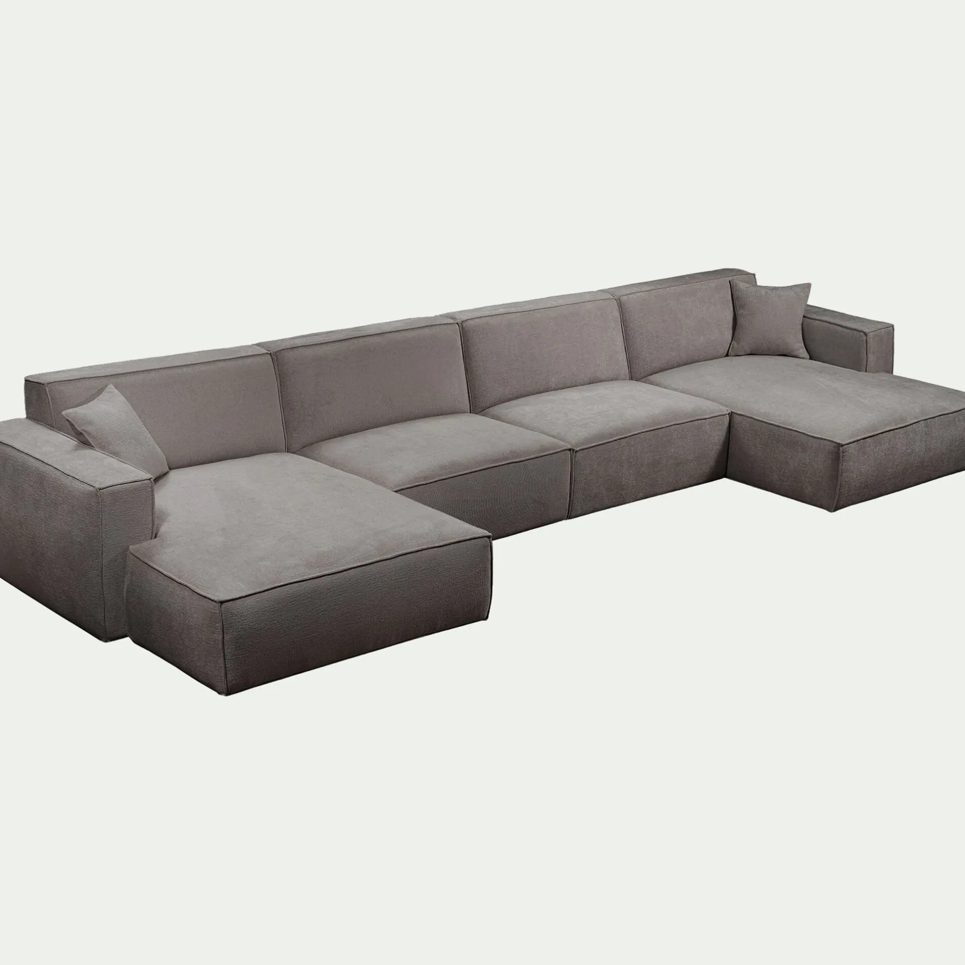 Canapé En Tissu|Canapé 6 Places Et Plus*alinea Canapé d'angle panoramique fixe en tissu tramé - Gris