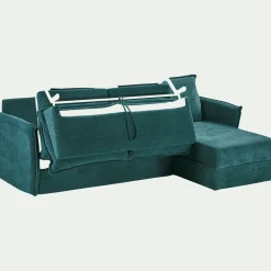 Canapé 3 Places|Canapé Convertible*alinea Canapé d'angle réversible convertible en tissu avec matelas densité 35kg/m3 - Bleu