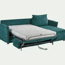 Canapé 3 Places|Canapé Convertible*alinea Canapé d'angle réversible convertible en tissu avec matelas densité 35kg/m3 - Bleu