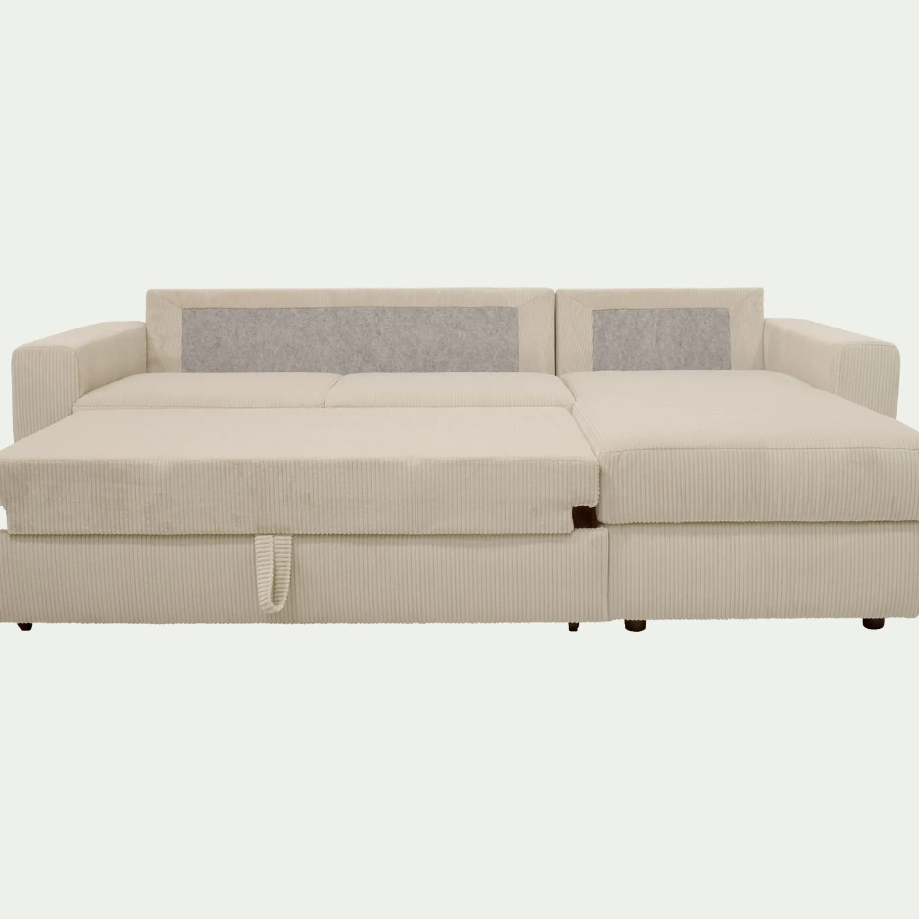 Canapé En Velours|Canapé 3 Places*alinea Canapé d'angle réversible convertible en velours côtelé - ventoux Blanc