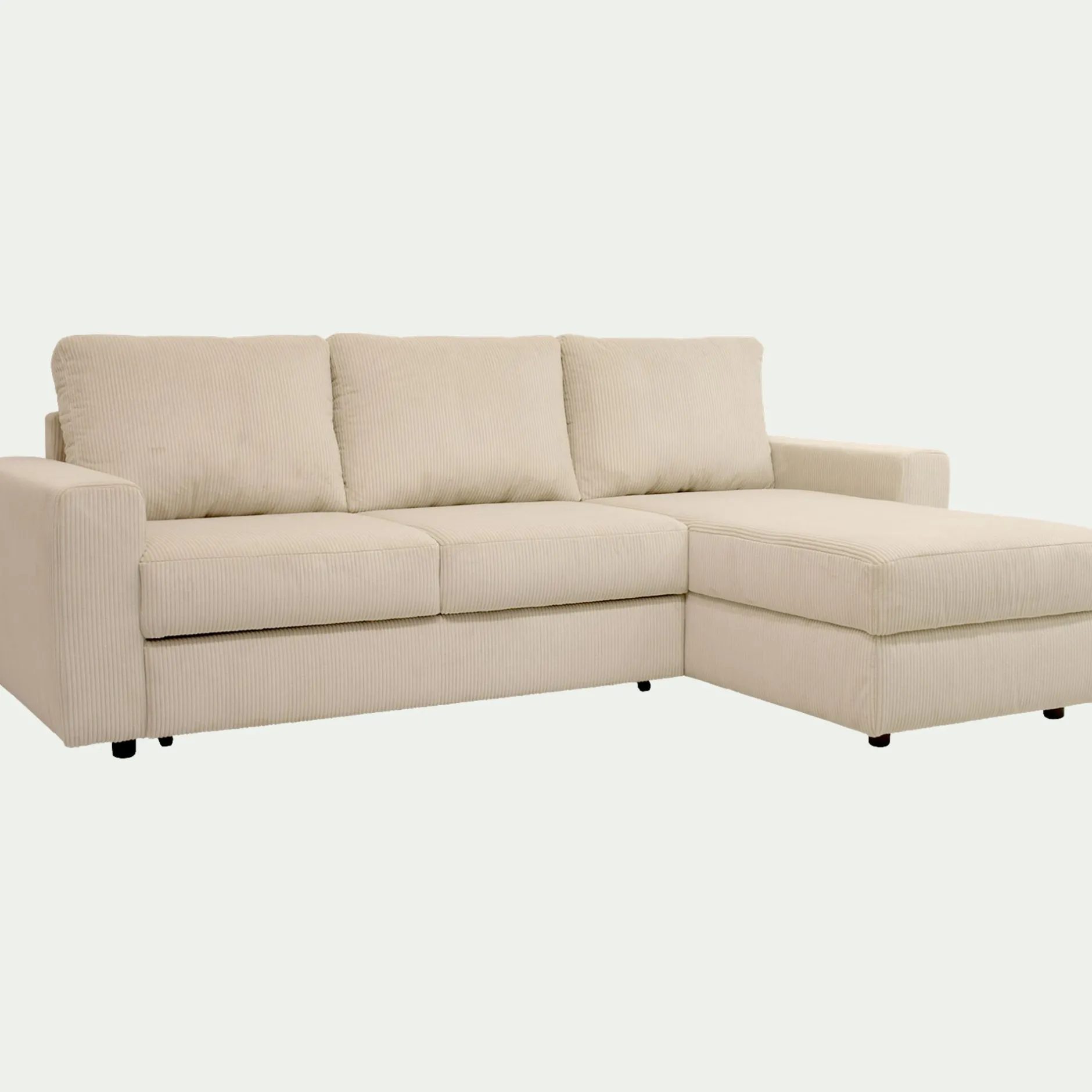 Canapé En Velours|Canapé 3 Places*alinea Canapé d'angle réversible convertible en velours côtelé - ventoux Blanc