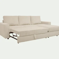 Canapé En Velours|Canapé 3 Places*alinea Canapé d'angle réversible convertible en velours côtelé - ventoux Blanc