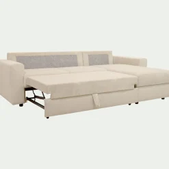 Canapé En Velours|Canapé 3 Places*alinea Canapé d'angle réversible convertible en velours côtelé - ventoux Blanc