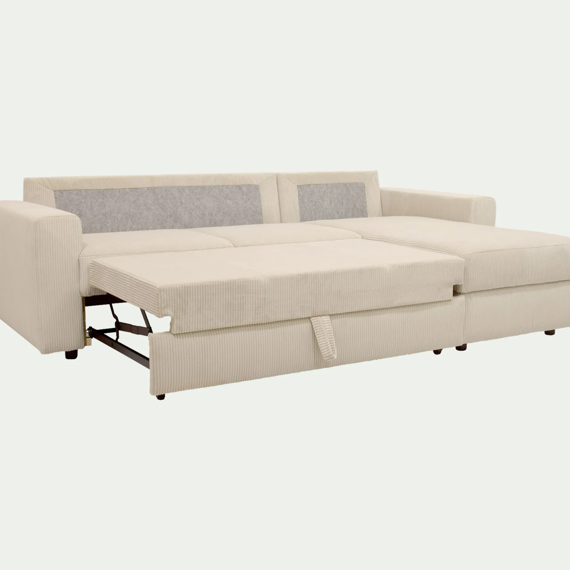 Canapé En Velours|Canapé 3 Places*alinea Canapé d'angle réversible convertible en velours côtelé - ventoux Blanc