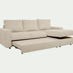 Canapé En Velours|Canapé 3 Places*alinea Canapé d'angle réversible convertible en velours côtelé - ventoux Blanc