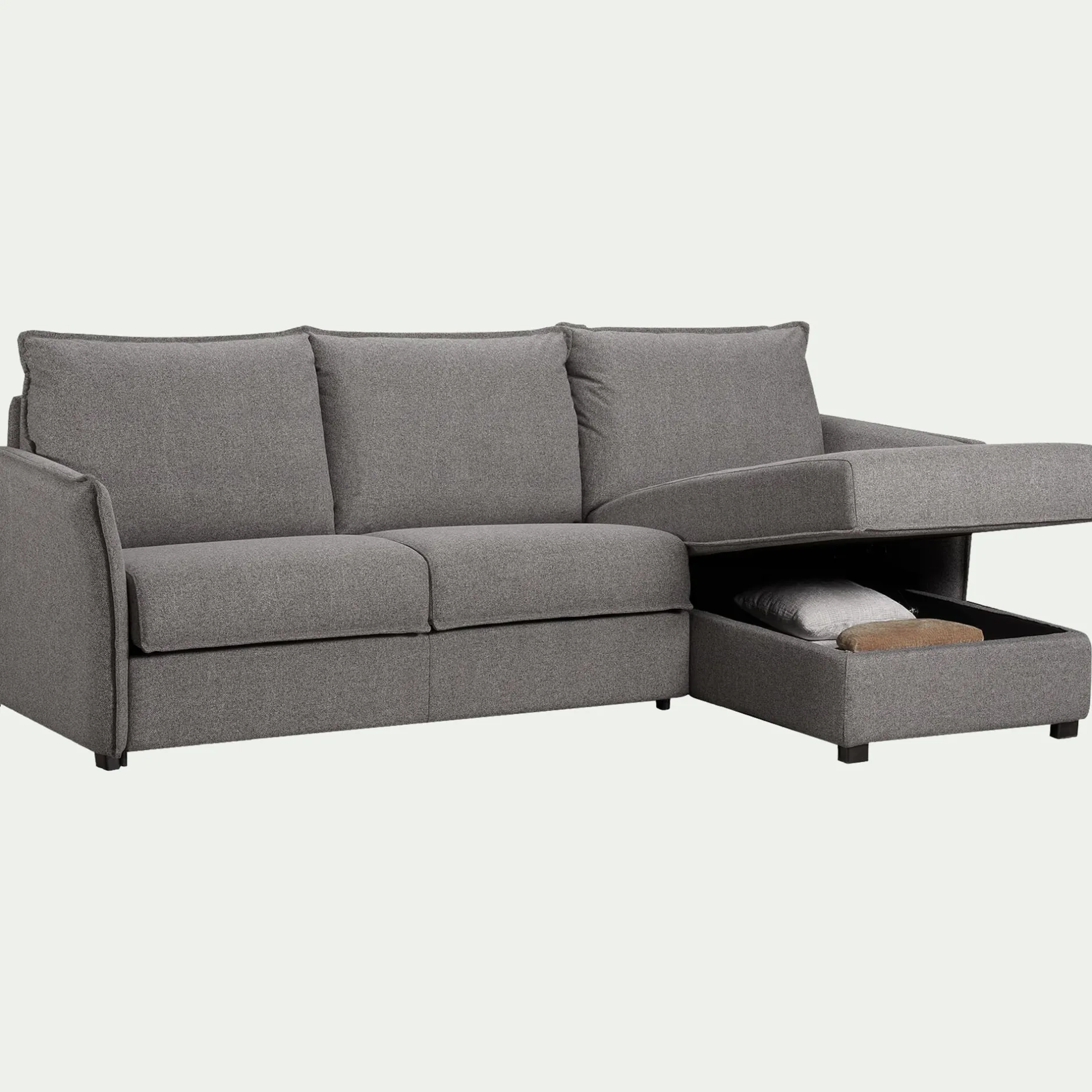 Canapé Convertible|Canapé D'Angle*alinea Canapé d'angle réversible convertible en tissu Sogno avec matelas densité 35kg/m3 - anthracite Gris