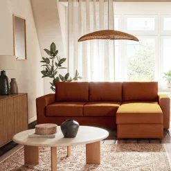 Canapé 4 Places|Canapé Convertible*alinea Canapé d'angle réversible convertible en tissu tramé - brun rustrel Marron