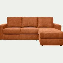 Canapé 4 Places|Canapé Convertible*alinea Canapé d'angle réversible convertible en tissu tramé - brun rustrel Marron