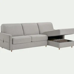 Canapé 3 Places|Canapé Convertible*alinea Canapé d'angle réversible convertible en tissu matelas densité 35kg/m3 - borie Gris