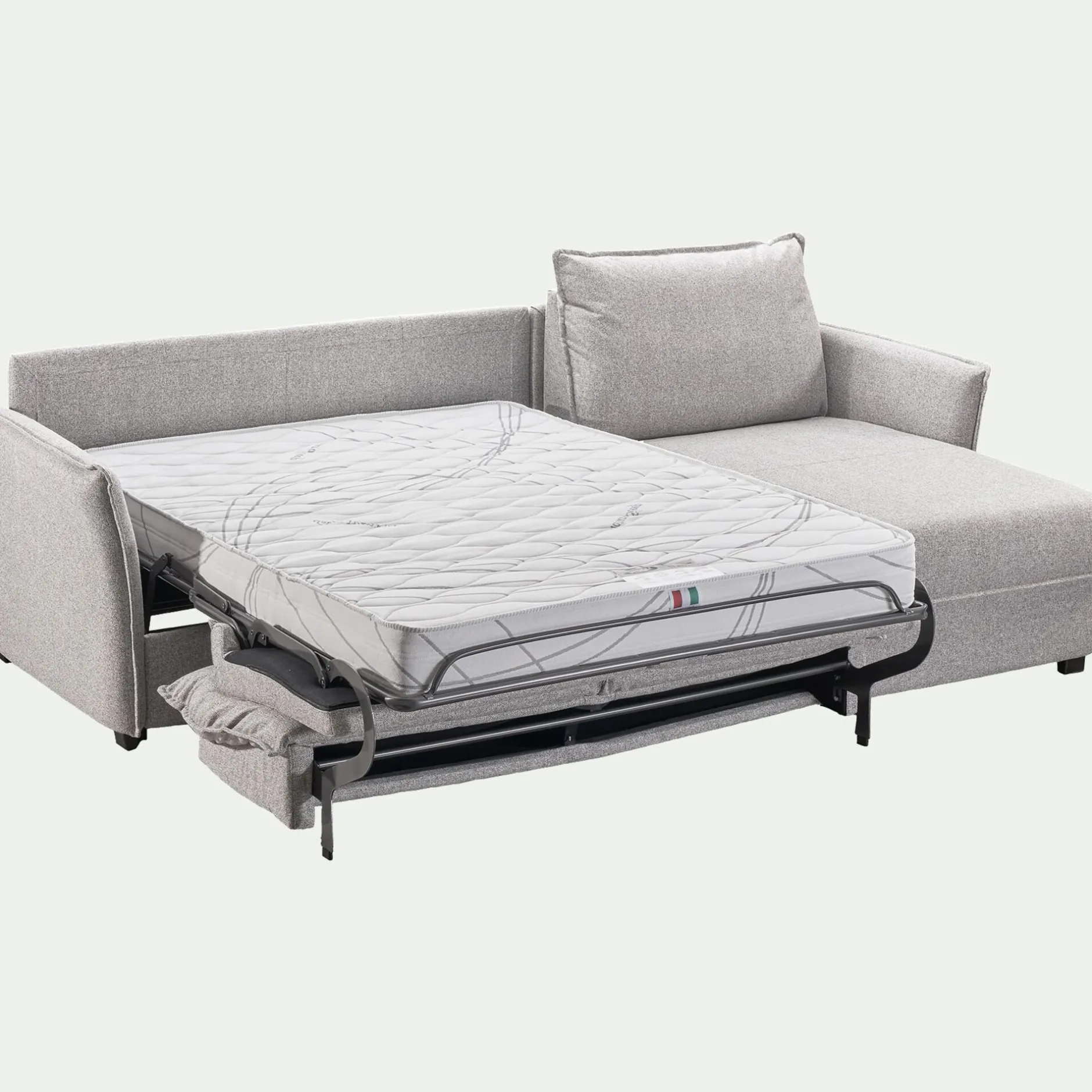 Canapé 3 Places|Canapé Convertible*alinea Canapé d'angle réversible convertible en tissu Stella avec matelas densité 25kg/m3 - borie Gris