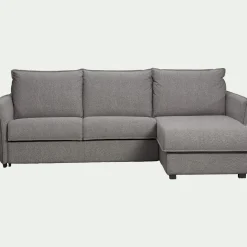 Canapé 3 Places|Canapé Convertible*alinea Canapé d'angle réversible convertible en tissu Stella avec matelas densité 25kg/m3 - anthracite Gris