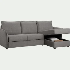 Canapé 3 Places|Canapé Convertible*alinea Canapé d'angle réversible convertible en tissu Stella avec matelas densité 25kg/m3 - anthracite Gris