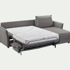 Canapé 3 Places|Canapé Convertible*alinea Canapé d'angle réversible convertible en tissu Stella avec matelas densité 25kg/m3 - anthracite Gris