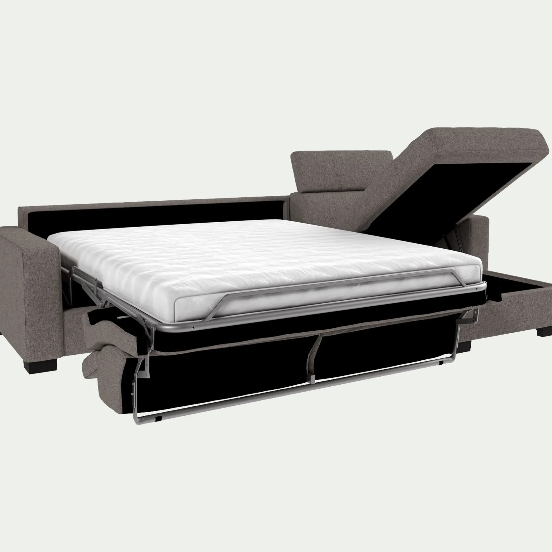 Canapé 4 Places|Canapé Convertible*alinea Canapé d'angle réversible convertible matelas Bultex en tissus pop avec accoudoirs 20cm - taupe Gris