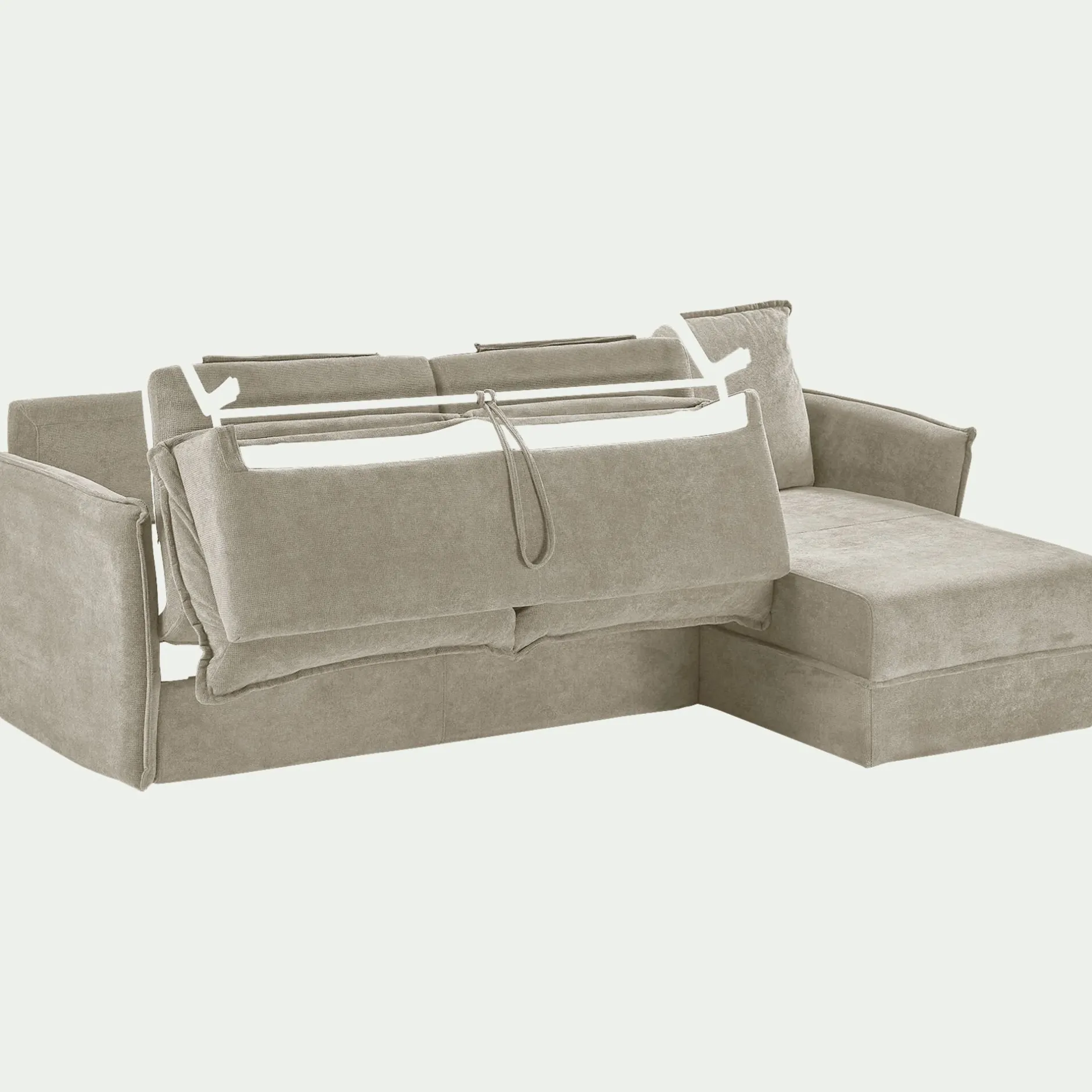 Canapé 3 Places|Canapé Convertible*alinea Canapé d'angle réversible convertible en tissu avec matelas densité 25kg/m3 - roucas Beige