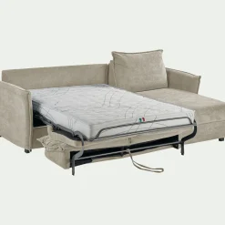 Canapé 3 Places|Canapé Convertible*alinea Canapé d'angle réversible convertible en tissu avec matelas densité 25kg/m3 - roucas Beige