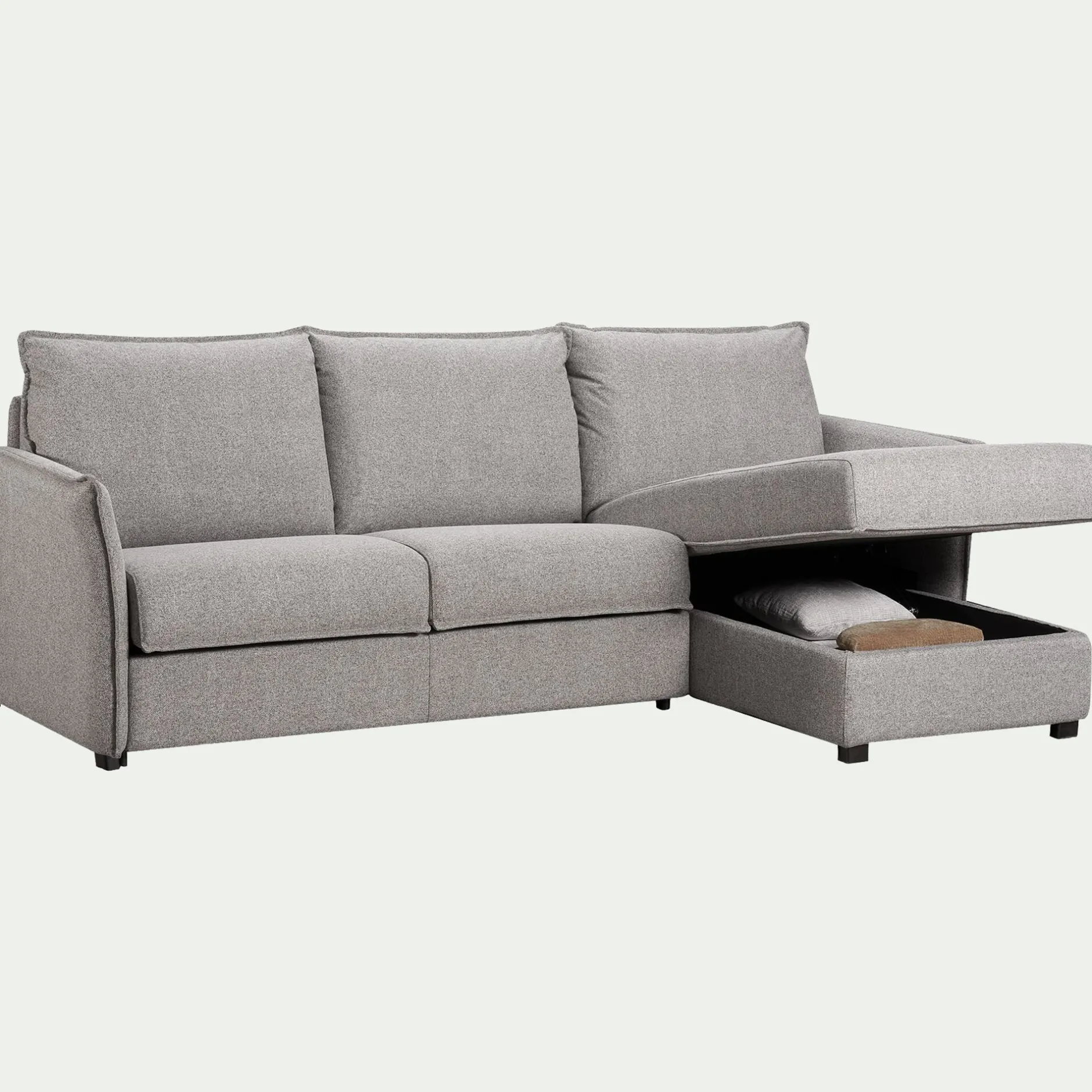 Canapé 3 Places|Canapé Convertible*alinea Canapé d'angle réversible convertible en tissu Stella avec matelas densité 25kg/m3 - moyen Gris