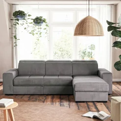 Canapé En Tissu|Canapé 4 Places*alinea Canapé d'angle réversible convertible en tissu - moyen Gris