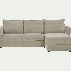 Canapé 3 Places|Canapé Convertible*alinea Canapé d'angle réversible convertible en tissu avec matelas densité 35kg/m3 - roucas Beige
