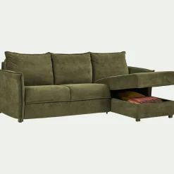 Canapé 3 Places|Canapé Convertible*alinea Canapé d'angle réversible conible en tissu avec matelas densité 35kg/m3 - cèdre Vert