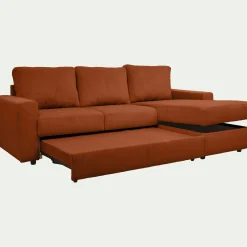 Canapé En Velours|Canapé En Tissu*alinea Canapé d'angle réversible convertible en velours côtelé - brun rustrel Marron