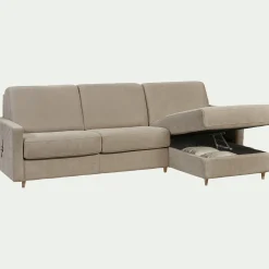 Canapé 3 Places|Canapé D'Angle*alinea Canapé d'angle réversible convertible en tissu Stella matelas densité 25kg/m3 - roucas Beige